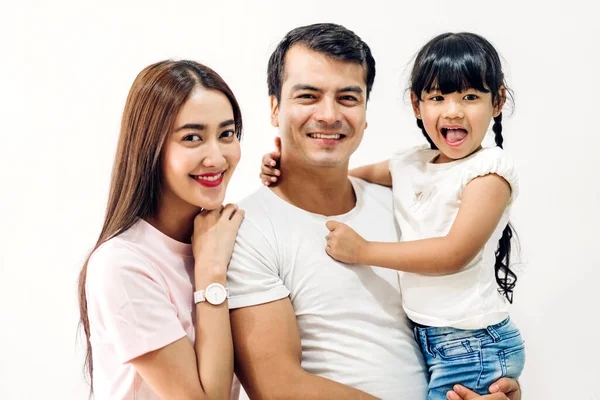 Retrato Disfrutar Feliz Sonriente Amor Asiático Familia Padre Madre Con —  Fotos de Stock