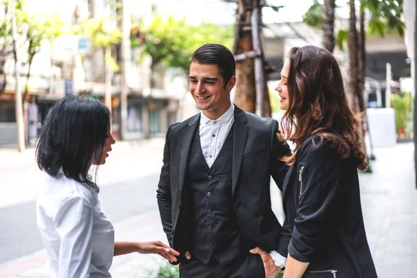 Group Professional Business Meeting Analyzing Data Discussing Strategy New Startup — Stock Photo, Image