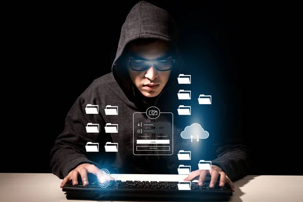 Hacker Siber Saldırı Tarayıcısı Dijital Parolası Bulut Belgesi Çevrimiçi Veritabanı — Stok fotoğraf