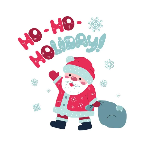 Holiday Święty Mikołaj Kreskówkowym Stylu Projektowania Kartek Świątecznych Plakatów Plakatów — Wektor stockowy