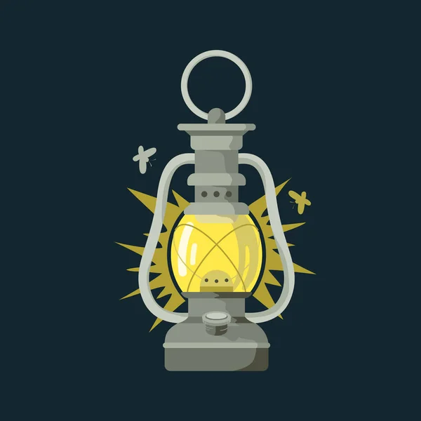 Старая Керосиновая Лампа Темном Фоне — стоковый вектор