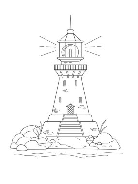 Buzlu deniz feneri. Renklendirme için Contour resmi.