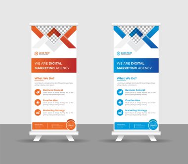 Business Roll pankartı stand şablonu tasarımı, modern portatif katlanabilir pankart düzeni, yukarı çek, vektör illüstrasyonu, iş ilanı, broşür, kurumsal afiş