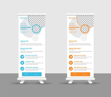 Business Roll pankartı stand şablonu tasarımı, modern portatif katlanabilir pankart düzeni, yukarı çek, vektör illüstrasyonu, iş ilanı, broşür, kurumsal afiş