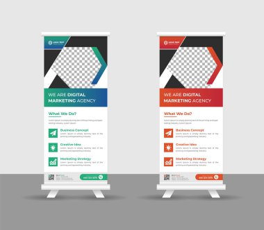 Business Roll pankartı stand şablonu tasarımı, modern portatif katlanabilir pankart düzeni, yukarı çek, vektör illüstrasyonu, iş ilanı, broşür, kurumsal afiş