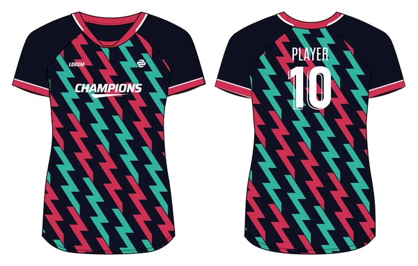 Women Sports Jersey Shirt Design Concept Illustration Abstract Chevron Printed — Stock Vector