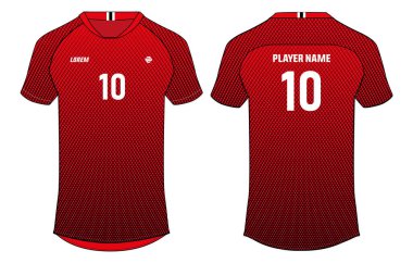 Spor tişörtü forma tasarım vektör şablonu, futbol, kriket, voleybol, rugby için ön ve arka görüşlü spor forması konsepti. 2016 Türkiye futbol forması konsepti.