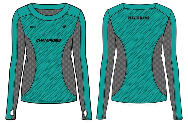 Women Long Sleeve Sports Shirt Jersey Design Concept Ілюстраційний Вектор — стоковий вектор