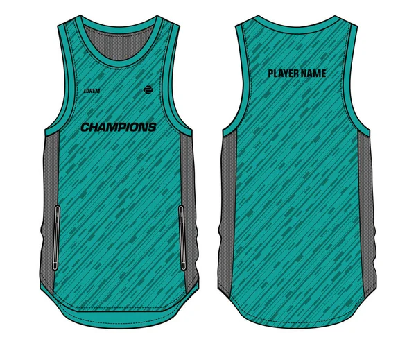 Sleeveless Tank Top Basketball Kaus Kaus Desain Shirt Template Olahraga - Stok Vektor