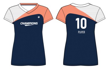 Kadın Spor Jersey tişörtü tasarımı soyut desenli illüstrasyon kızlar ve bayanlar için uygun tenis, voleybol forması, futbol, futbol ve netbol için spor üniforması takımı