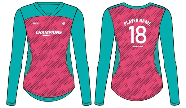 泽西岛女子长眠运动T恤衫设计理念说明适用于女子排球 羽毛球 运动制服套装 — 图库矢量图片