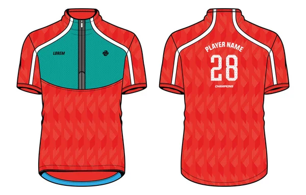 Sport High Neck Shirt Biker Jersey Design Concept Platte Schets — Stockvector