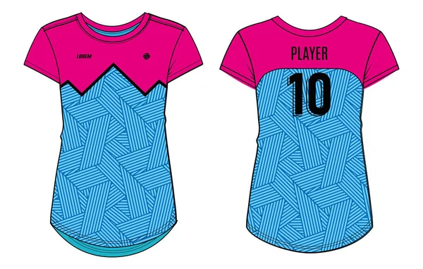 Mulheres Esporte Jersey Conceito Design Shirt Ilustração Padrão Geométrico Abstrato — Vetor de Stock