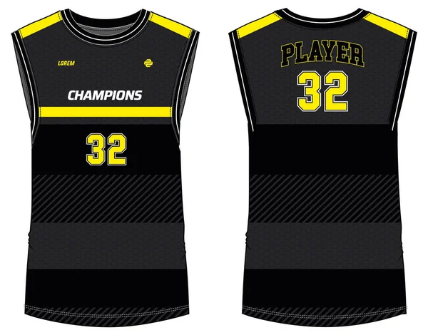 Kolsuz Tank Top basketbol forması düz çizim tasarımı, erkekler ve kadınlar için ön ve arka görüşlü soyut desenli spor forması konsepti. Basketbol, voleybol forması, tenis ve badminton