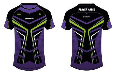 Spor tişörtü tasarımı düz çizim illüstrasyon, soyut desenli v boyun futbol forması konsepti Soccer, Cricket, Voleyball, Rugby, e-sport, oyun üniforması