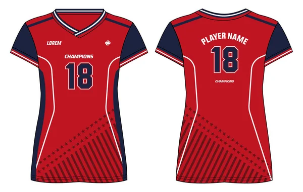 Women Sports Jersey Póló Design Lapos Vázlat Illusztráció Absztrakt Amerikai — Stock Vector