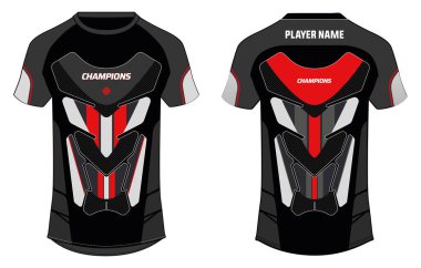 Spor tişörtü tasarımı düz çizim çizimi, soyut model v boyun motorcu motokros forması konsepti Soccer, Cricket, Rugby, e-sport, playing uniforma takımı