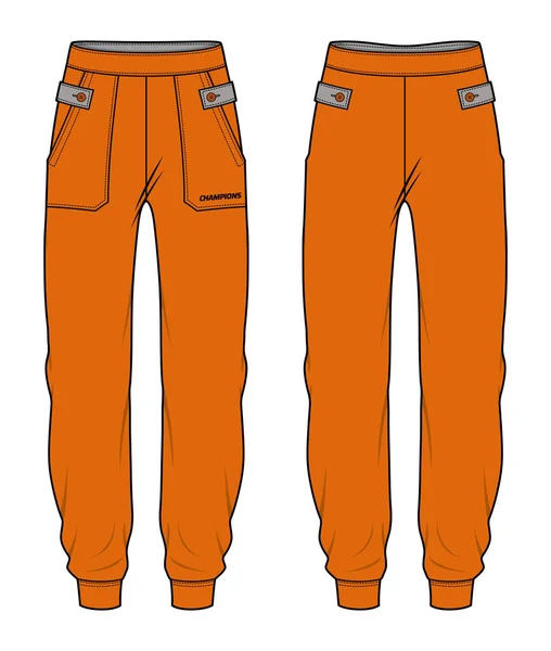 Jogger Broekje Ontwerp Platte Schets Vector Illustratie Track Broek Concept — Stockvector