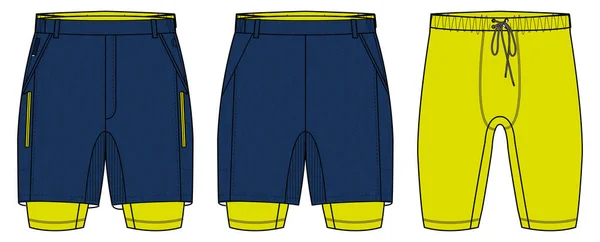 羽毛球和跑动式带裤设计的运动短袜设计矢量模板 前卫篮球短裤概念 — 图库矢量图片