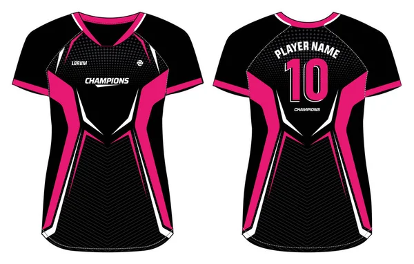 Women Sports Jersey Póló Design Lapos Vázlat Illusztráció Absztrakt Minta — Stock Vector