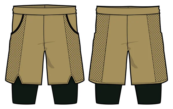 Sport Shorts Compression Inner Tights Design Vector Template Basketball Shorts — Stok Vektör
