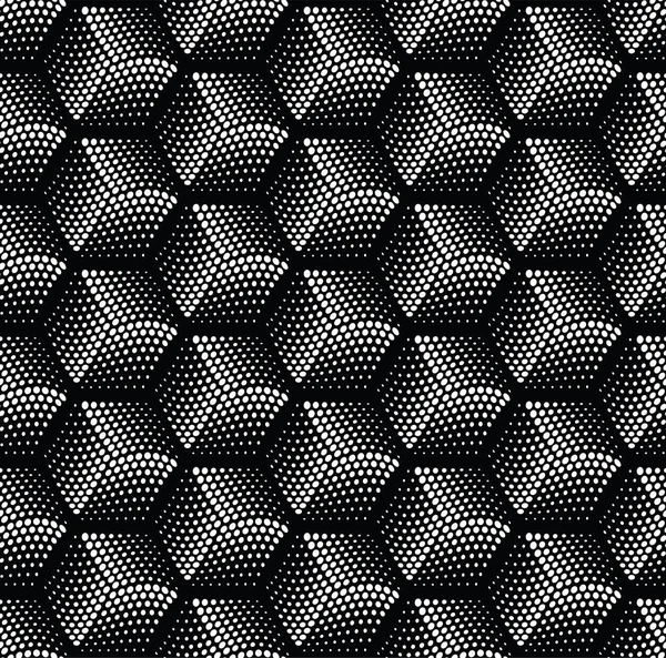 Seamless Halftone Hexagon Shape Dot Pattern Vector Geometric Halftone Abstract — Stock vektor