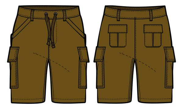 Chino Cargo Shorts Design Flat Sketch Vector Illustration Utility Casual — стоковый вектор