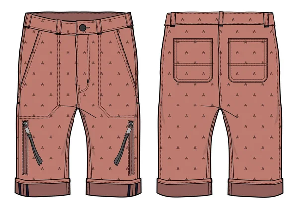 Chino Shorts Design Flat Sketch Vector Illustration Denim Casual Shorts — 스톡 벡터