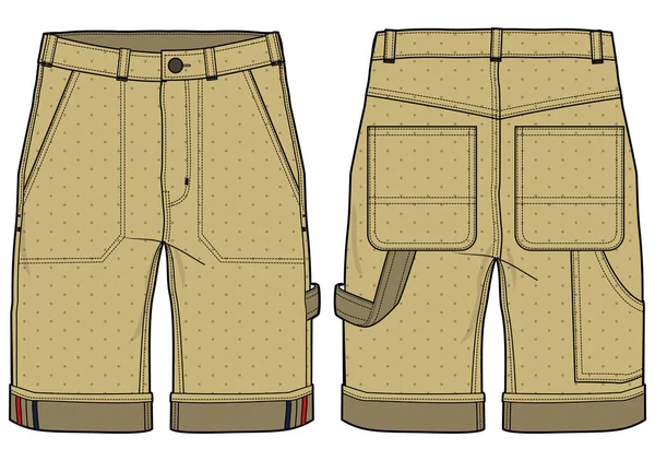 Chino Carpenter Shorts Design Flat Sketch Vector Illustration Denim Casual — Wektor stockowy