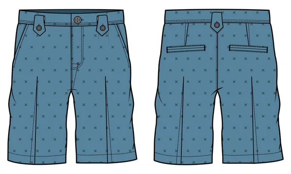 Chino Sartorial Shorts Design Flat Sketch Vector Illustration Denim Casual — Vettoriale Stock