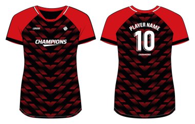 Kadın Spor Forması tişörtü tasarımı Düz Çizim İllüstrasyon, Halftone soyut desenli V Neck tişörtü Bayanlar Voleybol forması, Futbol, badminton, Futbol ve netbol, Spor üniforması takımı