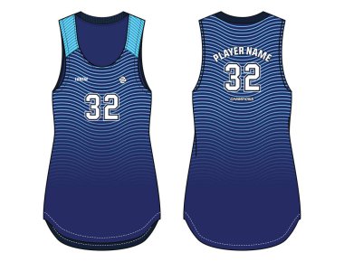 Women Sleeveless Tank top Sports Jersey design flat sketch Illustration suitable for girls and Ladies for Volleyball jersey, Soccer, netball, Football, badminton, tennis, Round neck sports uniform kit