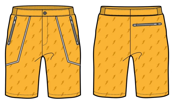 Sport Knitted Shorts Design Flat Sketch Vector Illustration Casual Shorts — Stockvektor