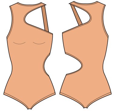 Kolsuz, asimetrik vücut giysisi etkin tasarım düz tasarım tasarım tasarım tasarım tasarım tasarımı, kızlar ve bayanlar için uygun kesim mayo. Bodycon aktif giysi ve mayo