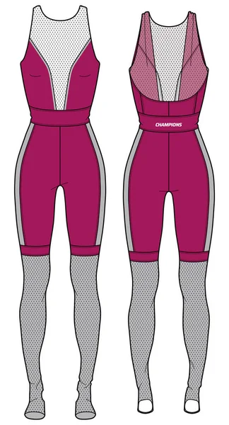 Donne Sportive Senza Maniche Completo Bodysuit Pantaloncini Pantaloni Abbigliamento Attivo — Vettoriale Stock