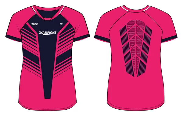 Frauen Sport Jersey Shirt Design Flache Skizze Illustration Abstraktes Streifenmuster — Stockvektor