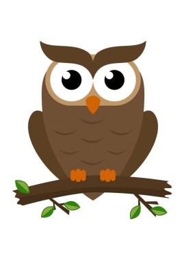 Çizgi film baykuşu beyaz arka planda izole edildi. Çizgi film Baykuş 'un vektör illüstrasyonu