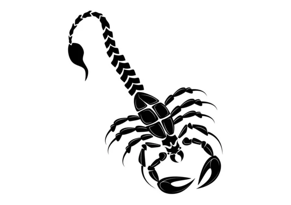 Czarny Skorpion Izolowany Białym Tle Znak Skorpiona Wektorowego — Wektor stockowy