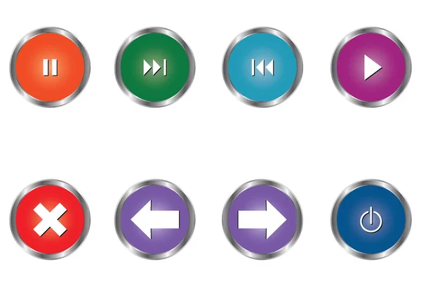 Set Vector Modern Style Buttons Different Colors Button Play Web — Stock Vector