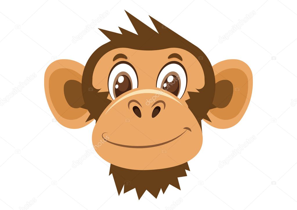 Cartoon monkey head isolated on white background
