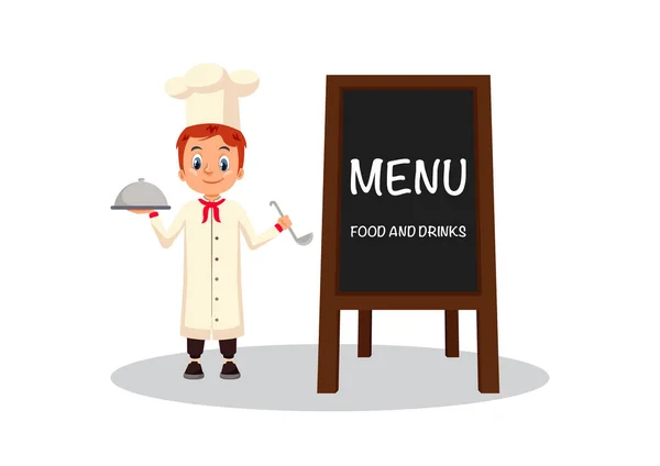 一个卡通厨师的矢量图解 做饭的角色 动画片 有趣的厨师 — 图库矢量图片
