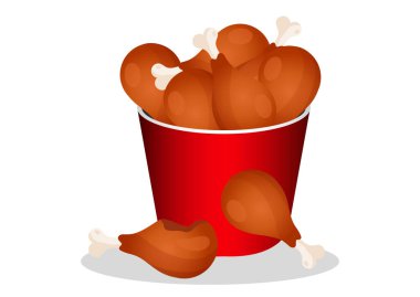 Fast food kızarmış tavuk vektör çizimi beyaz arka planda izole