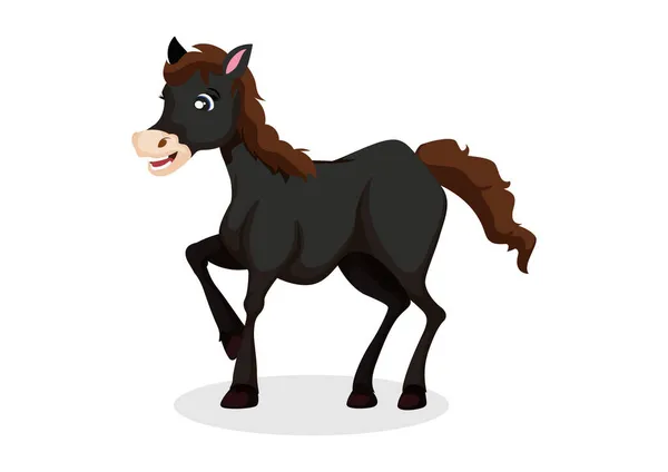 Ilustração Vetorial Cavalo Preto Isolado Fundo Branco — Vetor de Stock