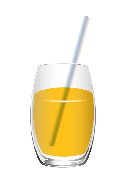 Glas Sinaasappelsap Met Een Buis Geïsoleerd Witte Achtergrond Vectorillustratie — Stockvector