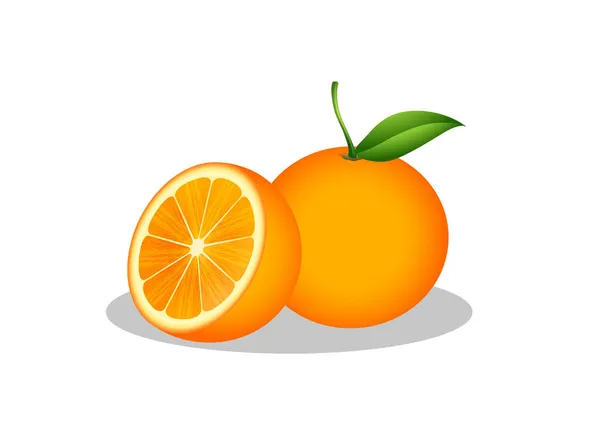 Oranje Half Oranje Fruit Vector Illustratie Geïsoleerd Witte Achtergrond — Stockvector