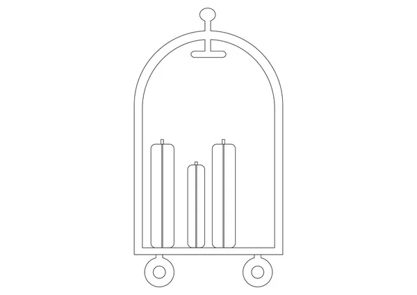 Schwarz Weißes Carry Gepäcksymbol Vector Carry Koffersymbol Aufkleber — Stockvektor