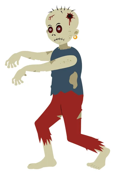 Cartoon Eng Zombie Illustratie Geïsoleerd Een Witte Achtergrond — Stockvector