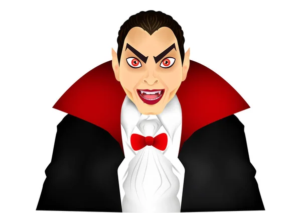 Dracula Auf Weißem Hintergrund Vector Illustriert Einen Vampir Einem Roten — Stockvektor