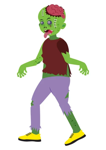Děsivé Zelené Zombie Mozky Izolované Bílém Pozadí — Stockový vektor