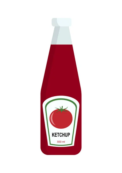 Ketchup Bottle Isolated White Background Vector Ketchup Icon Flat Design — Stock Vector
